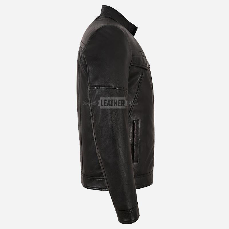 BRAVORN Men's Leather Racer Jacket