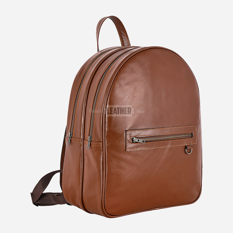 Tan Leather Laptop Backpack