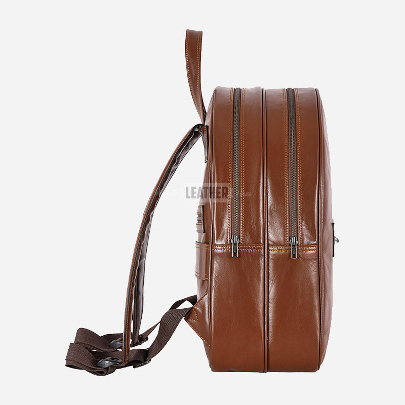 Tan Leather Laptop Backpack