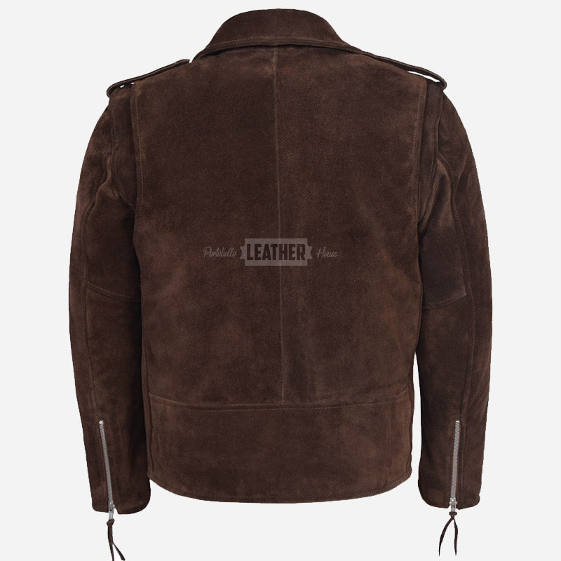 DAVIES Men’s Brown Suede Biker Jacket