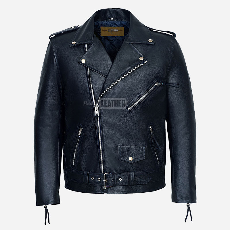 GRUZE Men’s Classic Leather Biker Jacket