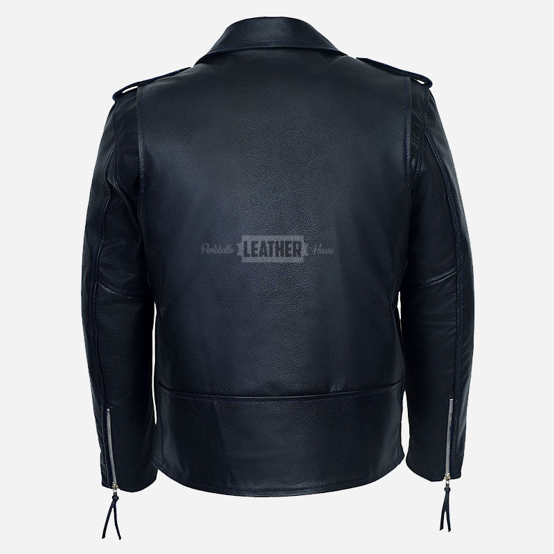 GRUZE Men’s Classic Leather Biker Jacket