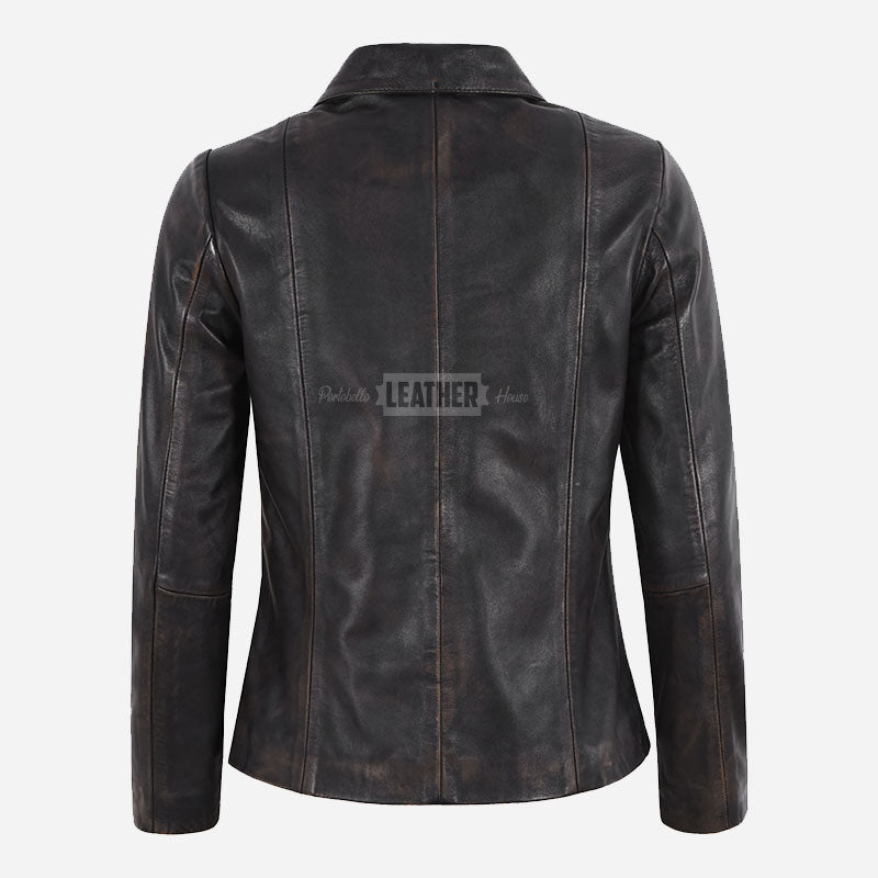 DALRAY Women's Collared Leather Jacket