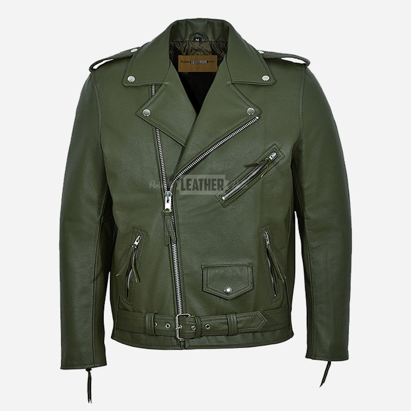 GRUZE Men’s Classic Leather Biker Jacket
