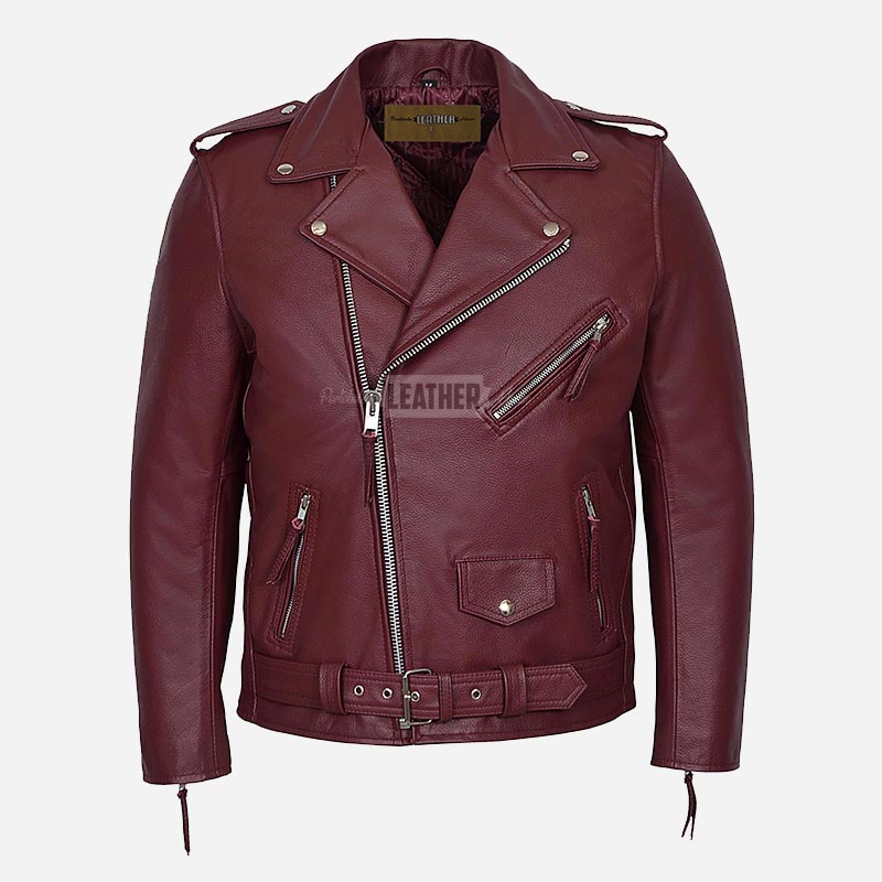 GRUZE Men’s Classic Leather Biker Jacket