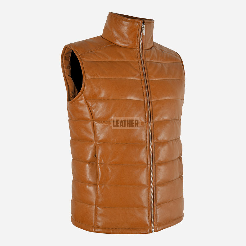 ZAYNAH Quilted Leather Puffer Gilet