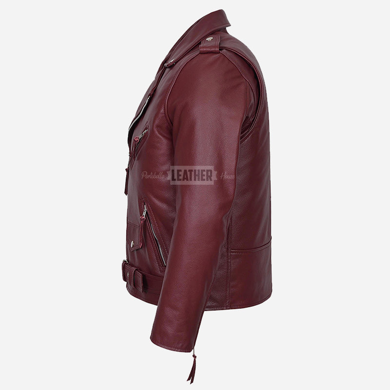 GRUZE Men’s Classic Leather Biker Jacket