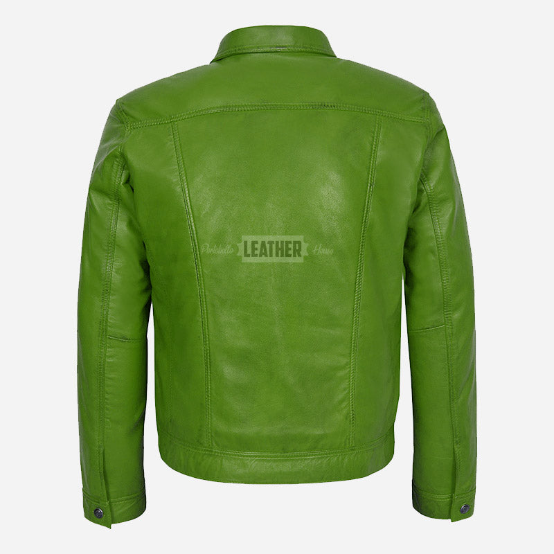 JAXLEY Men's Leather Trucker Denim Jacket