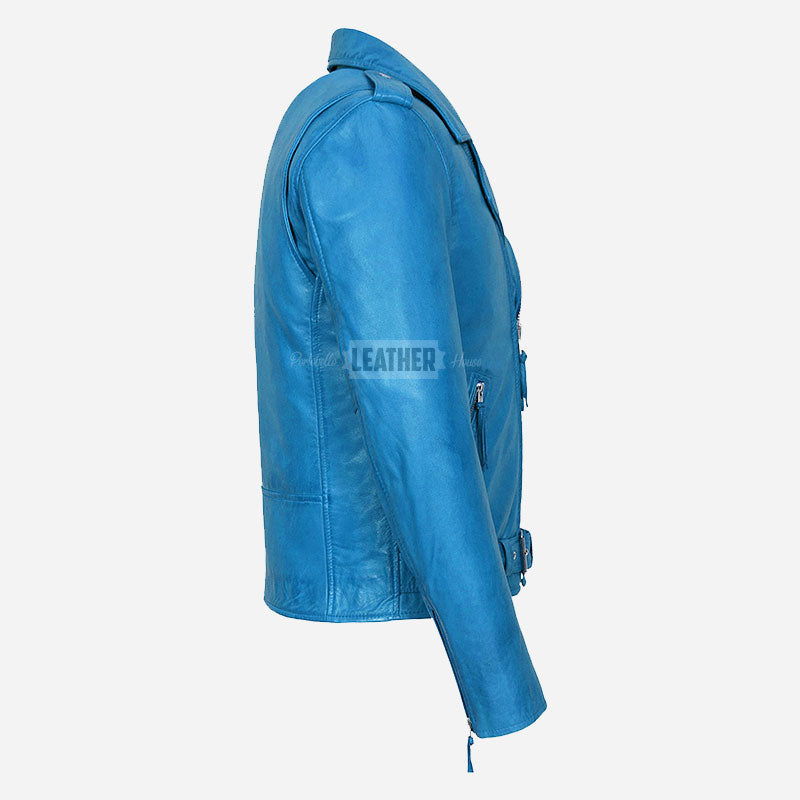 BRUZE Men’s Classic Leather Biker Jacket