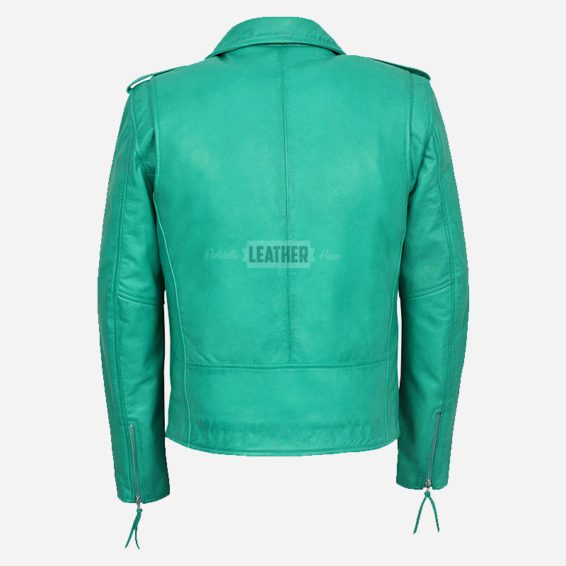 BRUZE Men’s Classic Leather Biker Jacket