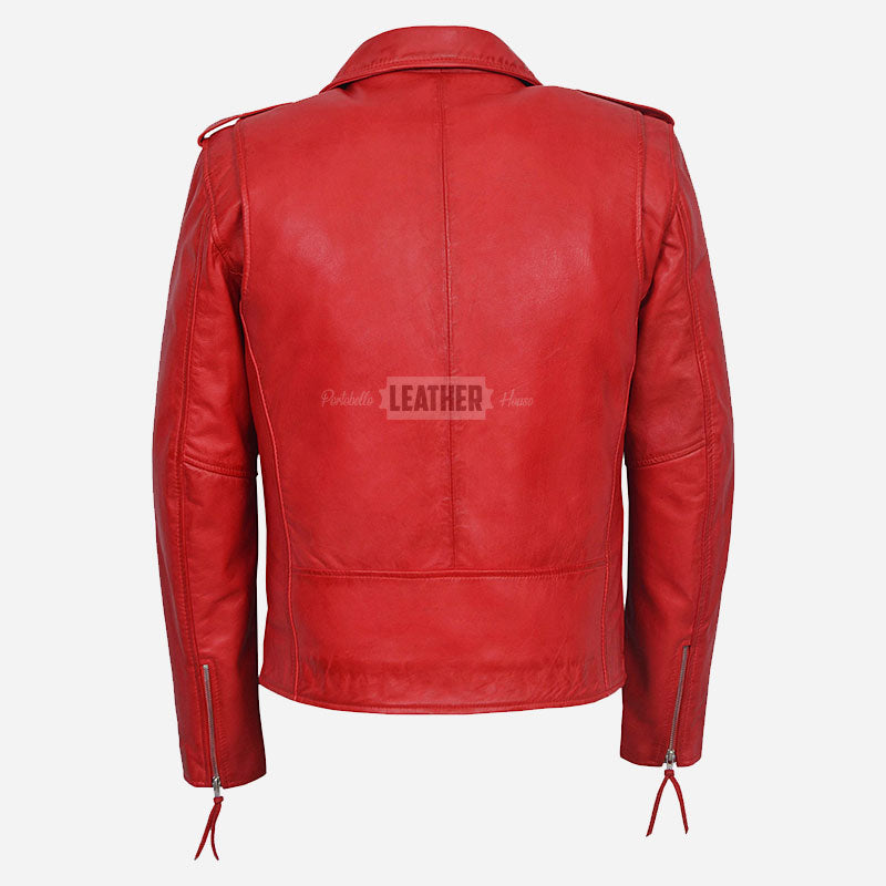 BRUZE Men’s Red Classic Leather Jacket
