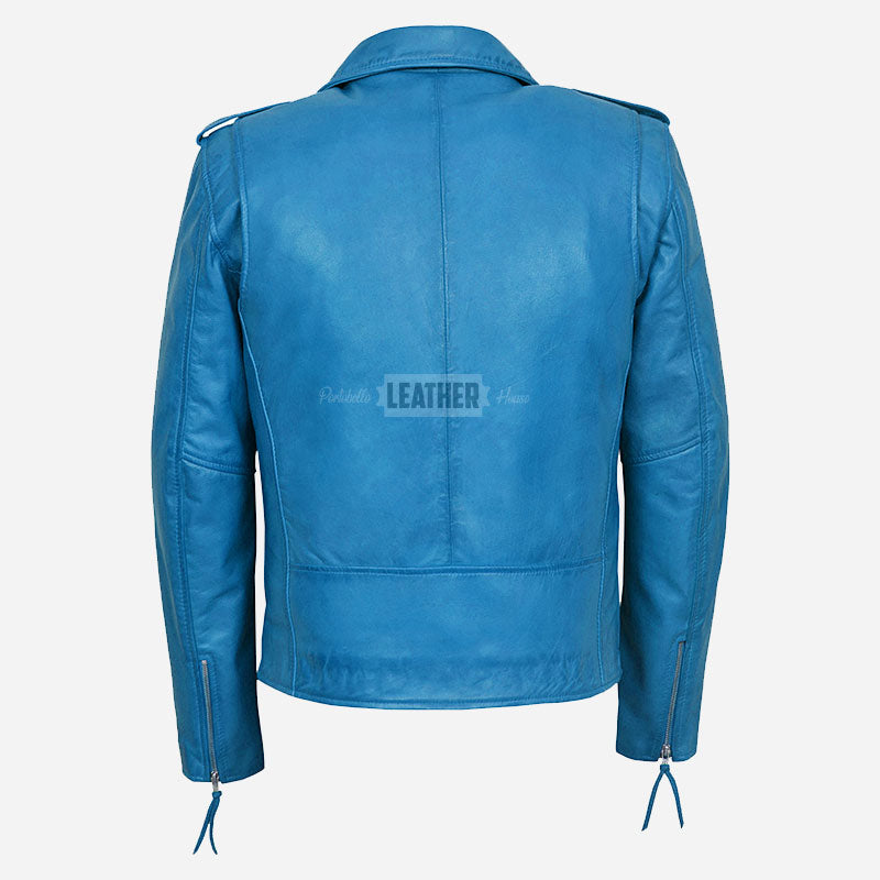 BRUZE Men’s Classic Leather Biker Jacket