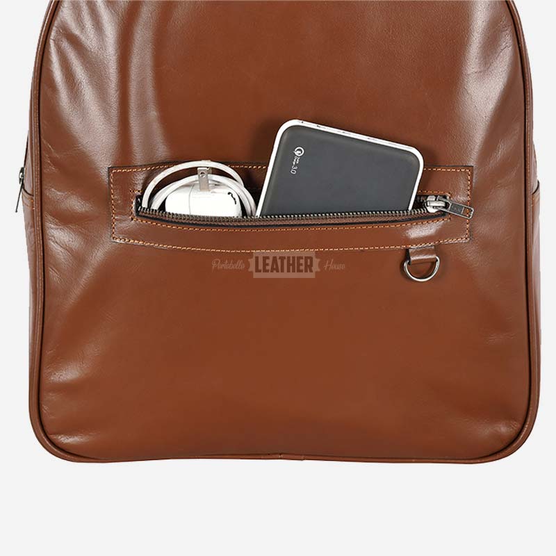 Tan Leather Laptop Backpack