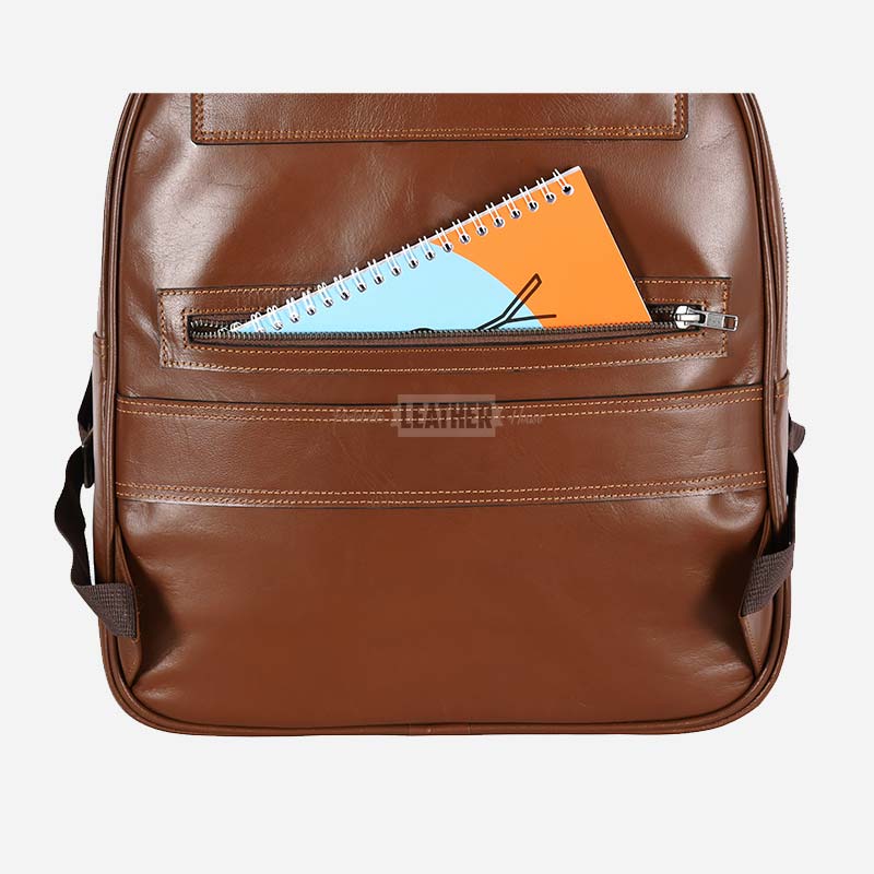 Tan Leather Laptop Backpack