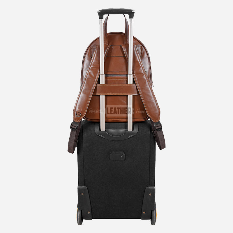 Tan Leather Laptop Backpack