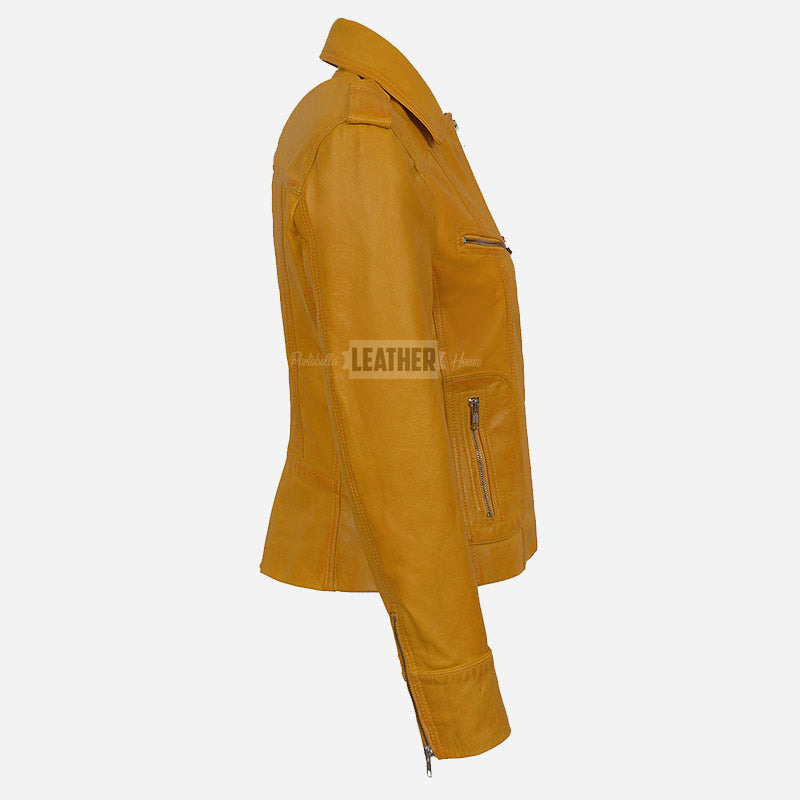 OXVA Centre Zip Leather Biker Jacket