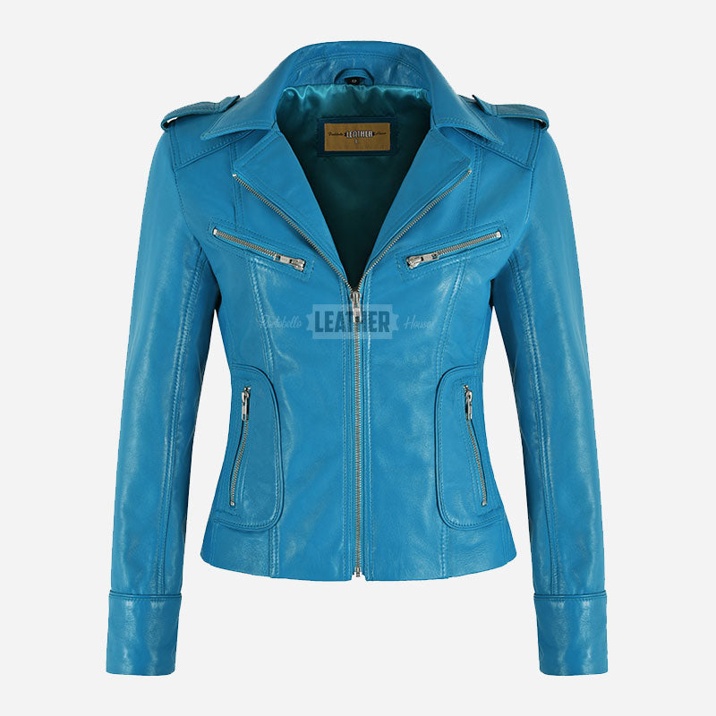 OXVA Centre Zip Leather Biker Jacket