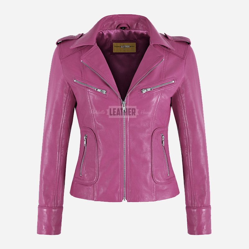 OXVA Centre Zip Leather Biker Jacket