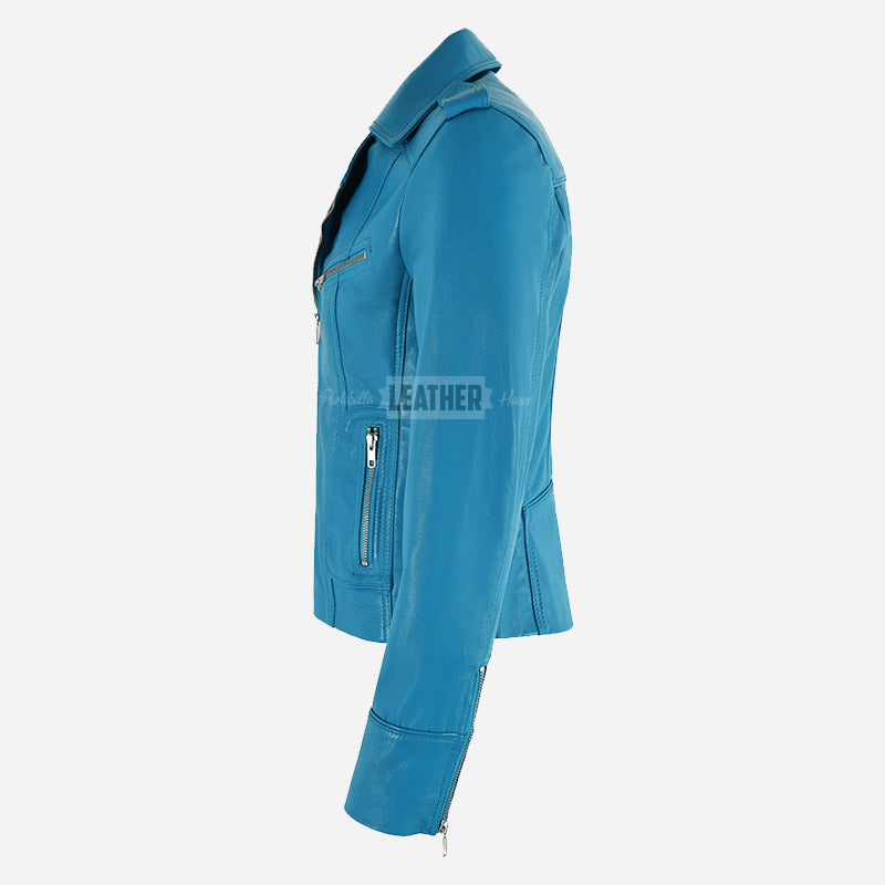 OXVA Centre Zip Leather Biker Jacket