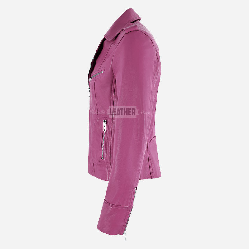 OXVA Centre Zip Leather Biker Jacket