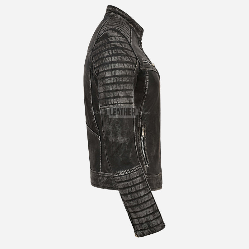 VARIE Vintage Leather Biker Jacket
