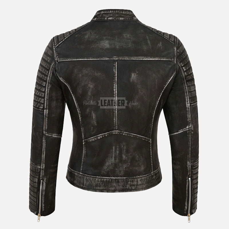 VARIE Vintage Leather Biker Jacket