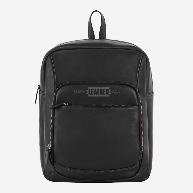 Black Soft Leather Backpack