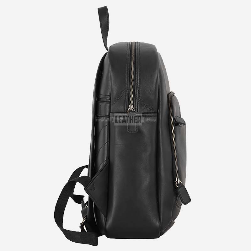 Black Soft Leather Backpack