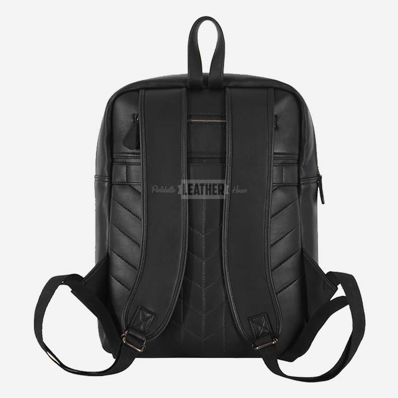 Black Soft Leather Backpack