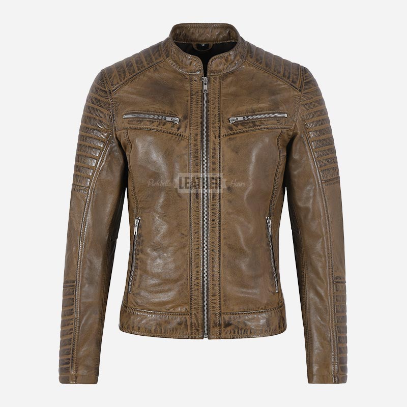 VARIE Vintage Leather Biker Jacket
