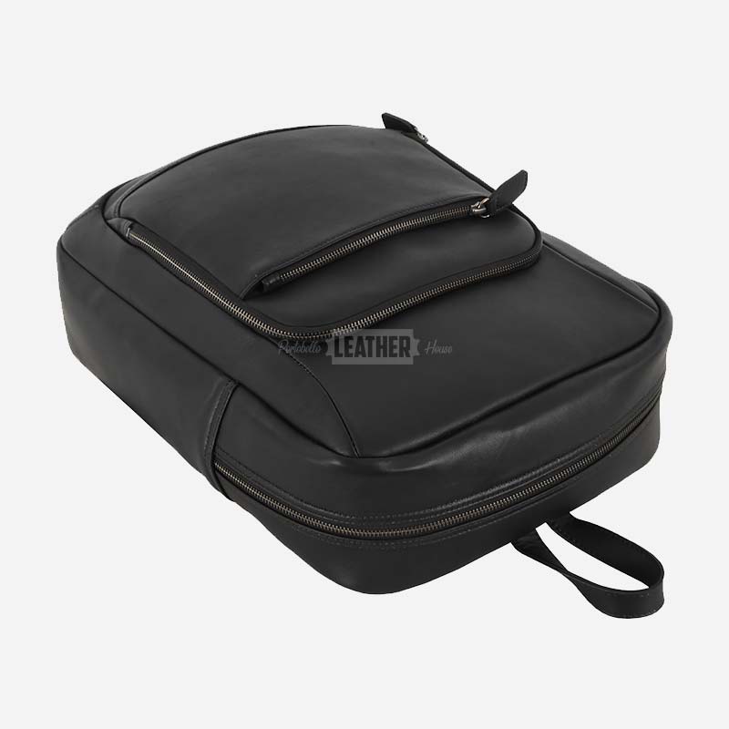 Black Soft Leather Backpack