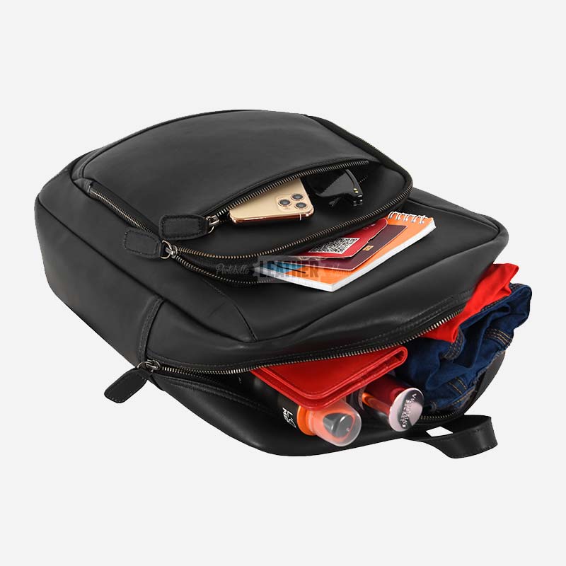Black Soft Leather Backpack