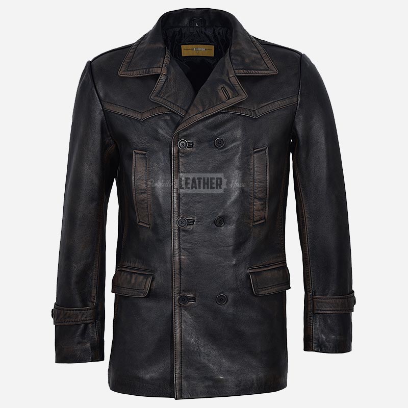 TOM Men's Leather Peacoat