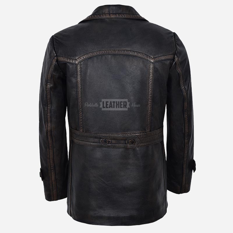 TOM Men's Leather Peacoat