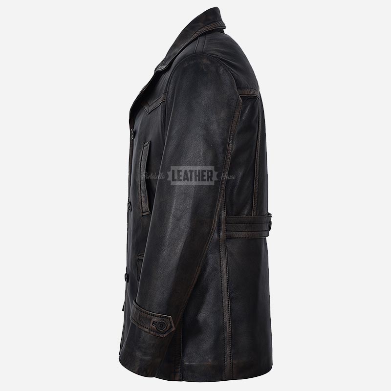 TOM Men's Leather Peacoat