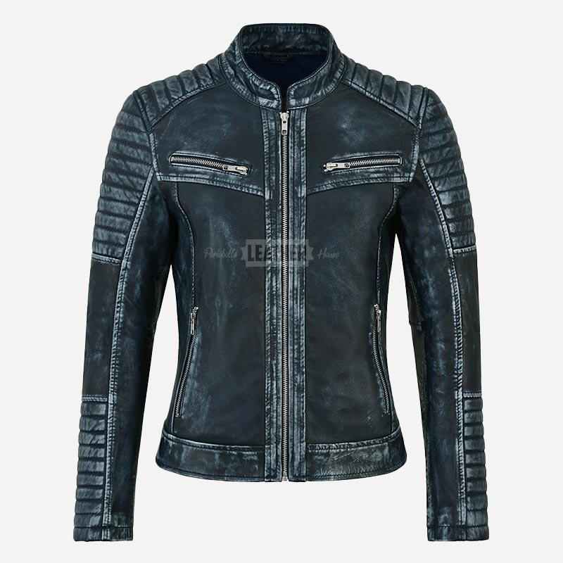 VARIE Vintage Leather Biker Jacket