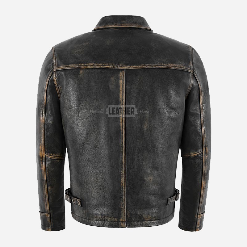 RAVIX Collared Vintage Leather Jacket