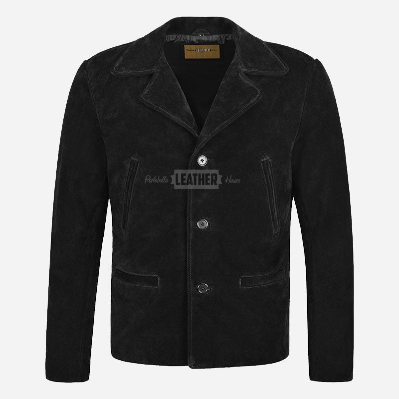 FLINTBORNE 70's Classic Suede Jacket in Black