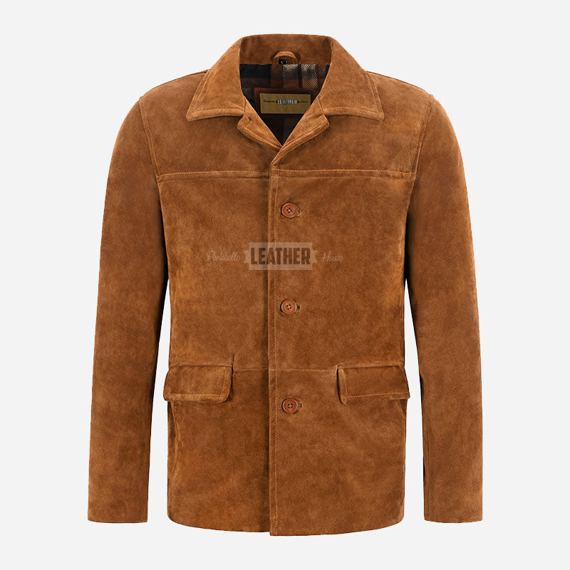 MAJORIS Men's Tan Suede Coat