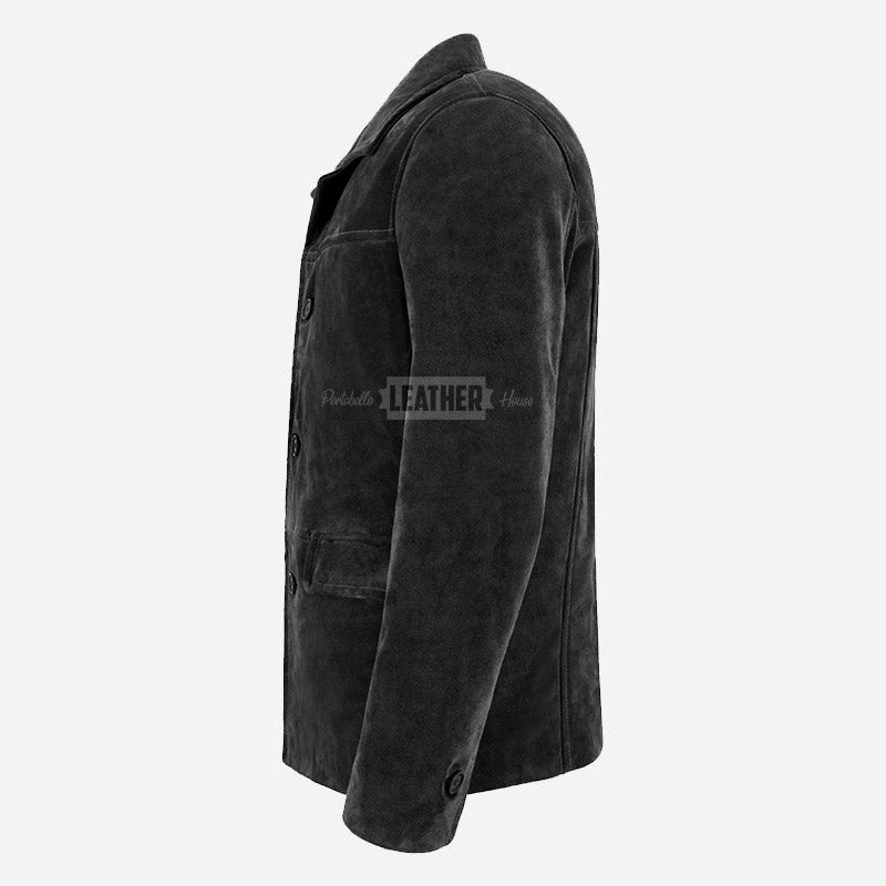 MAJORIS Men's Suede Coat Black