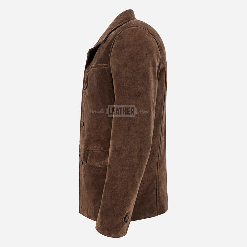 MAJORIS Men's Brown Suede Coat