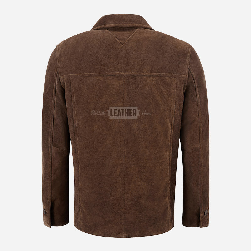 MAJORIS Men's Brown Suede Coat