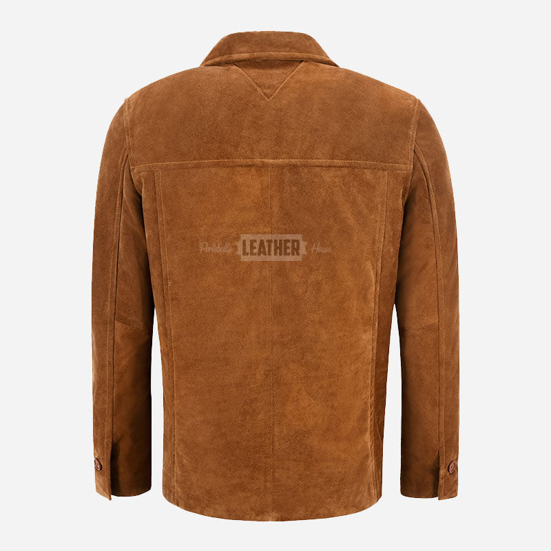 MAJORIS Men's Tan Suede Coat