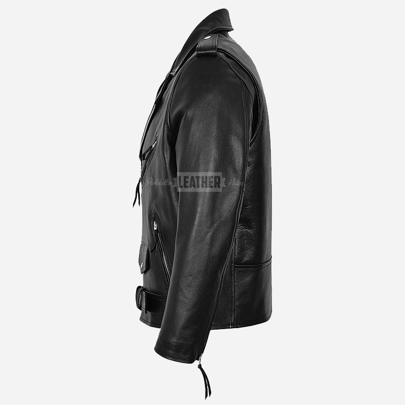 GRUZE Men’s Classic Leather Biker Jacket