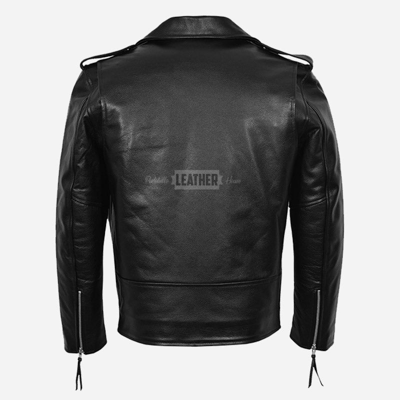 GRUZE Men’s Classic Leather Biker Jacket