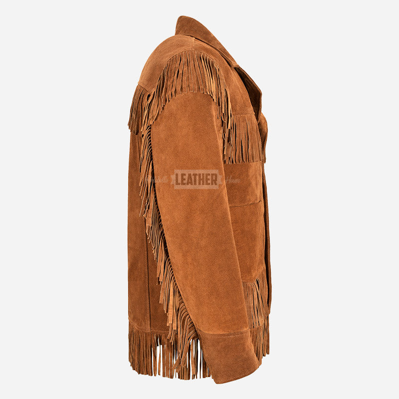KAVIR Western Fringes Suede Jacket for Men