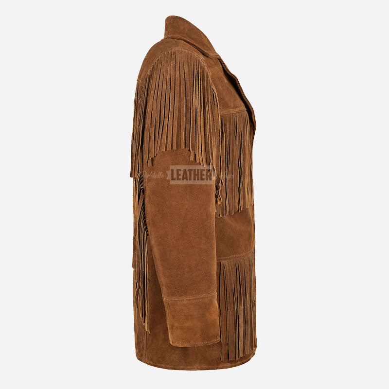EVOKE Women's Suede Fringe Jacket