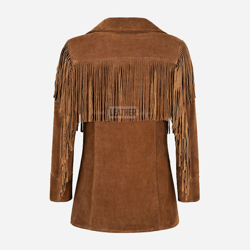 EVOKE Women's Suede Fringe Jacket