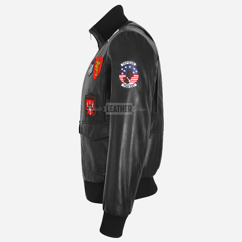 TOP GUN Men's Leather Bomber Jacket