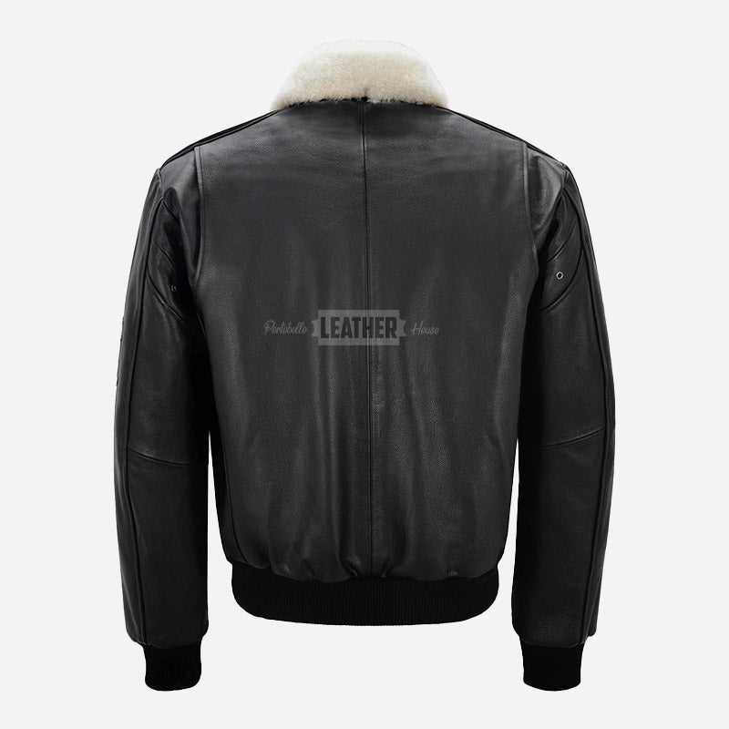 OZZY G1 Cow Leather Bomber Jacket with Fur Collar